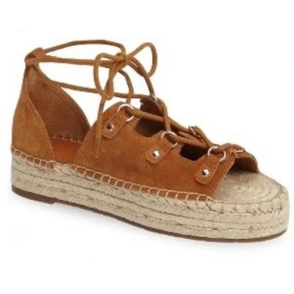 Marc Fisher Women’s Vally Lace-Up Platform Espadrille Sandals Size 9